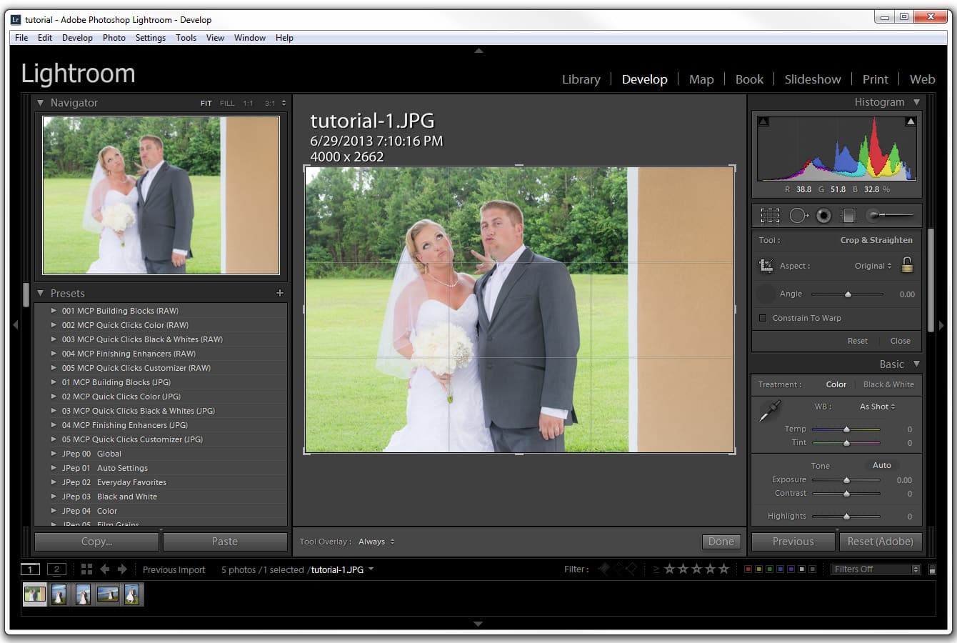 How to straighten in Lightroom