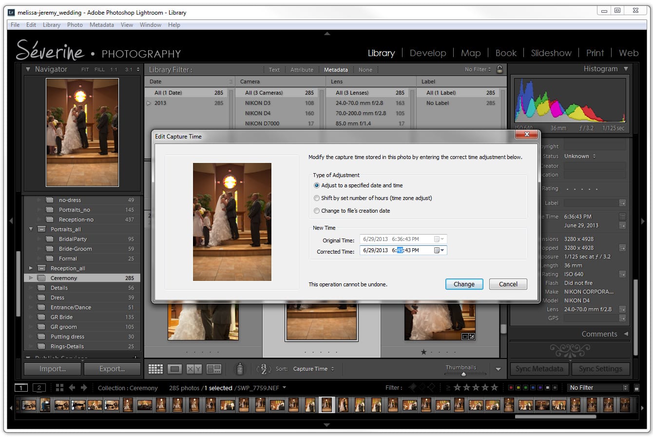 Severine Photography | How to synchronize your capture time in Lightroom