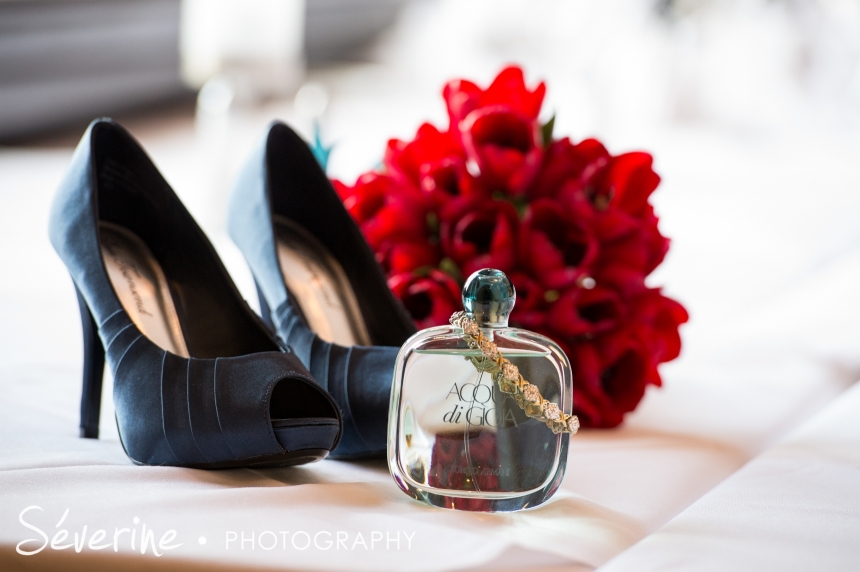 Blue Shoes and Red Flowers