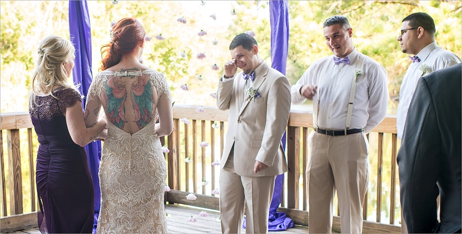 Lavender Themed Wedding - groom crying